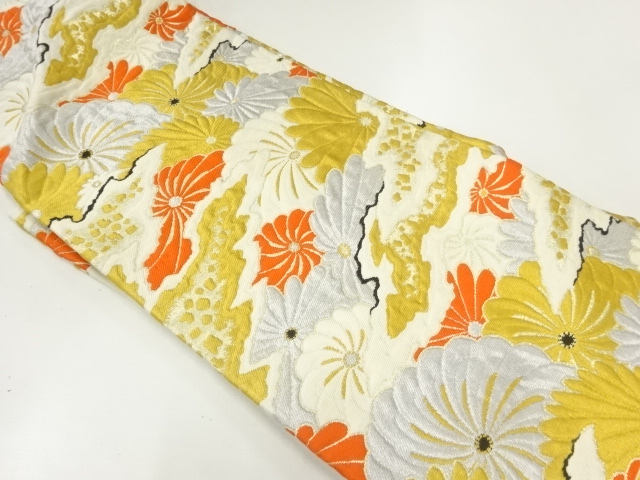 アンティーク　花模様織出し名古屋帯（着用可）